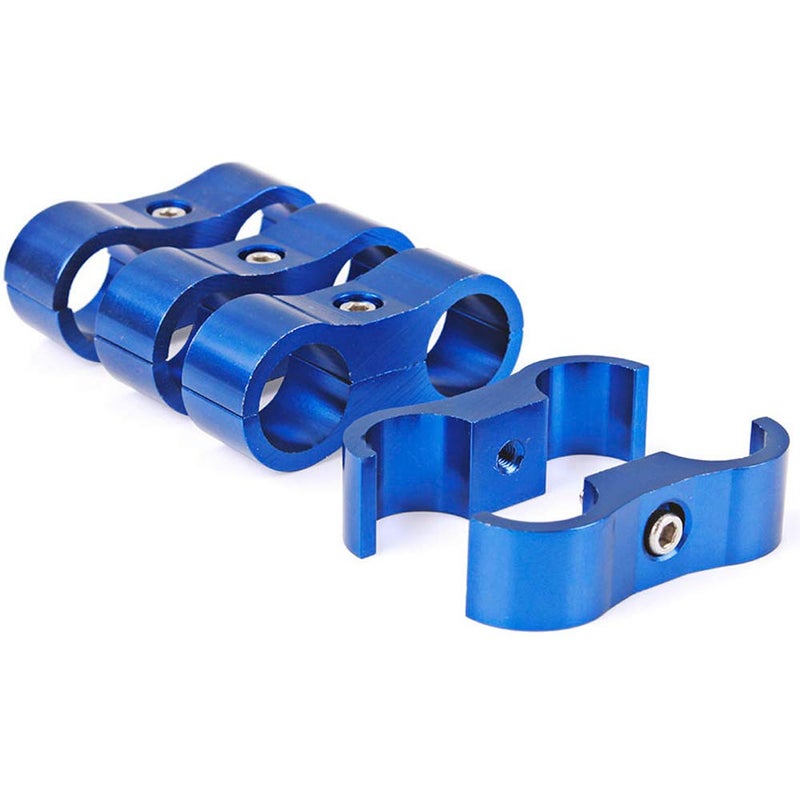 RASTP 6AN Hose Separator Clamp Aluminum Fuel Line Mounting Clamp Divider Hose Fitting Adapter Fit for 3/8 Fuel Line, Oil Line, Brake Line, Water Pipe and Gas Line,Blue,4pcs - Image 2